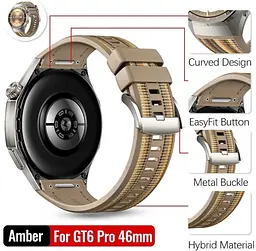 Силіконовий ремінець Primolux Nylon Silicone для смарт-годинника Huawei Watch GT 6 Pro 46mm - Light Brown - мініатюра 5