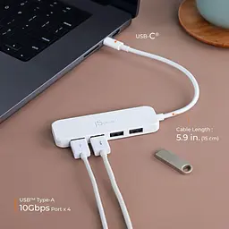 USB-Хаб j5create JCH341EW-N USB-C на 4 USB-A, Білий (JCH341EW-N) - мініатюра 6