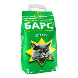 Уцінка. Наповнювач для котячих туалетів Барс №4 бентонітовий класик  без ароматизатора зелений 5 кг  - мініатюра 2