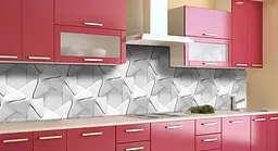 Кухонний фартух 3Д Плетіння Обман зору вінілова для кухні 65х250 см Геометрія Сірий Happy Pocket Z183882 - мініатюра 3