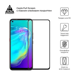 Захисне скло для TECNO Pova (LD7), Full Glue, 2.5D, на весь екран, глянцеве, загартоване 9H, повне проклеювання по всій поверхні, з чорною рамкою, протиударне, ArmorStandart (ARM58472) - мініатюра 2