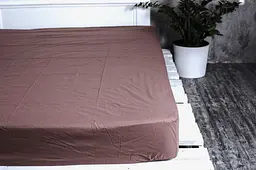 Простирадло на резинці Ecotton 200х200 см однотонне коричневого кольору Palm Brown (20243)