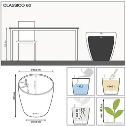 Вазон Lechuza Classico Premium 60 чорний (14509) - мініатюра 4