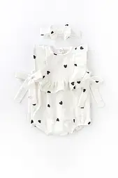 Муслиновый песочник для девочки с повязкой Mini Hearts