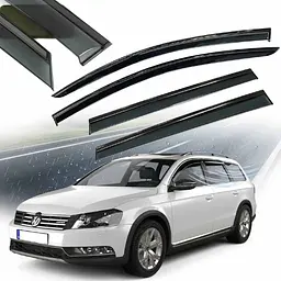 Дефлектори вікон вітровики Benke для Volkswagen Passat B6 / B7 Variant 2005- Антихром (Тенмниый Молдинг Нержавіюча сталь 3D)
