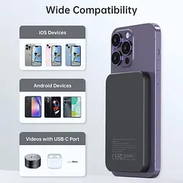 Павербанк Choetech Magnetic Wireless Black 5 000 mAh / 15 Вт (B709-CCBK) - мініатюра 6