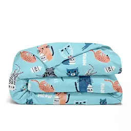 Дитяча постільна білизна в ліжечко CATS CS24, бірюзовий (CatsMilkSky_58LightBlue_140) - мініатюра 4