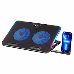 Підставка для ноутбука 2E GAMING CPG-001 V2, до 15.6", 2xUSB-A, phone holder, RGB, чорний