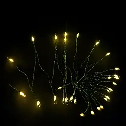 Мережева світлодіодна гірлянда Кінський хвіст Мішура кімнатна 16 ниток 2 м 640 LED діодів з пультом ДУ внутрішня для ялинки та кімнат від мережі зелена нитка колір світла Жовтий - мініатюра 6