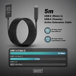 Активний високошвидкісний подовжувач USB 3.2 USB Type-C — USB AF Digitus 5m black - мініатюра 3