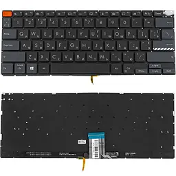 Клавіатура для ноутбука ASUS (X3400, X7400 series), ukr, black, без кадра, підсвічування клавіш (Red Esc) (оригінал)