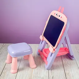 Мольберт розвивальний дитячий дошка і стільчик, LCD дисплей (рожевий) - мініатюра 5