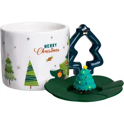 Чашка порцелянова Christmas Tree 400 мл синій  FM-CS-18B - мініатюра 2