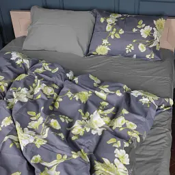 Простирадло MirSon Сатин 22-1387 Gray Flowers 110х160 см (2200010473216) - мініатюра 2