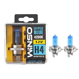 Галогенова лампа Winso H4 12V 60/55W P43t-38 SET HYPER BLUE 4200K 2шт(712450)