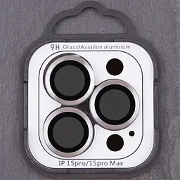 Захисне скло Metal Classic на камеру (у упак.) для Apple iPhone 15 Pro (6.1) / 15 Pro Max (6.7) Сірий / Titanium Gray - мініатюра 4