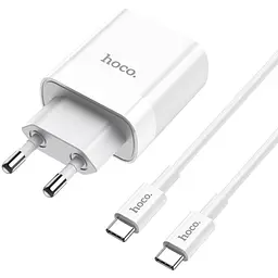Зарядний пристрій Hoco C80A 1USB +Type-C QC3.0 3.1A White + Cable Type-C to Type-C