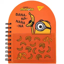Блокнот Yes Minions В6+ cпіраль 100 аркушів у крапку з пластиковою кишенею (151793)