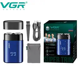 Електробритва VGR V 347 роторна, подвійна бритвена головка, акумулятор 500 мАгод