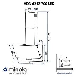Витяжка декоративна похила MINOLA HDN 6212 BL 700 LED - мініатюра 12