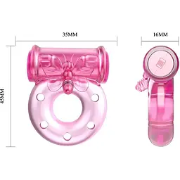 Кільце з вібрацією і презервативом Lybaile Vibrator & condom BI-010081, Рожевий - мініатюра 4