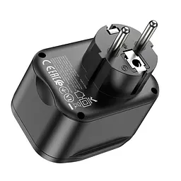 Мережевий зарядний пристрій Hoco NS3 USB/2 Type-C QC PD 20W 1 розетка чорне - мініатюра 2