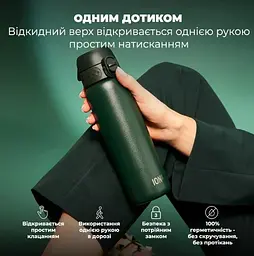 Пляшка для води металева вакуумна IION8 500 мл Vacuum Insulated Dark Green (I8TS500DGRE) - мініатюра 3