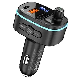 АЗП FM модулятор Hoco E62 PD20W+QC3.0 (2USB-A/1C) Чорний - мініатюра 3