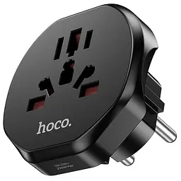 Мережевий універсальний перехідник Hoco AC6 3in1 EU Black - мініатюра 2
