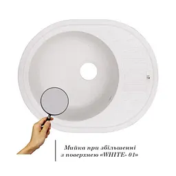 Кухонна мийка Lidz 620x500/200 WHI-01 (LIDZWHI01625500200), Білий - мініатюра 2