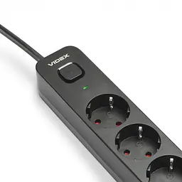 Мережевий подовжувач Videx Oncord з/з 6 п 3 м (3x1.5 мм) з кнопкою чорний (VF-PD63G-B) - мініатюра 4