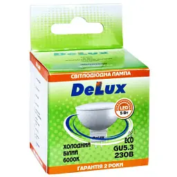 Лампочка Delux JCDR 5Вт 6000K 220В GU5.3 (90001294) - мініатюра 2