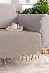 Покривало-плед з бахромою 200х230 Смужка бежевий LoveYouHome - мініатюра 7