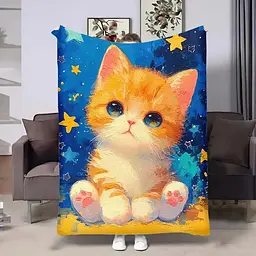 Плед Зірковий котик, 3D плюшевий, 135x160 см, дитячий