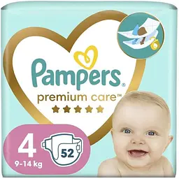 Підгузки Pampers Premium Care Розмір 4 (9-14 кг) 52 шт