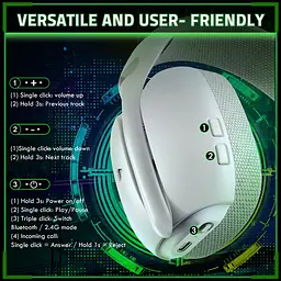 Ігрова гарнітура Attack Shark L80PRO Wireless, 2.4GHz/Bluetooth/3.5mm White - мініатюра 3