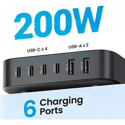 Мережевий зарядний пристрій Ugreen CD271 200W Nexode 2m GaN Desktop Charger Gray [40914] [111097] - мініатюра 4