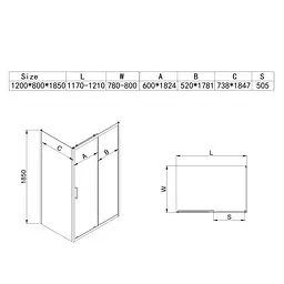 Душова кабіна з низьким піддоном Mixxus Hard SCT01-120x80x198-Tr Chrome New прозоре скло 5мм MI8428, Хром, прозорий, хром - мініатюра 4
