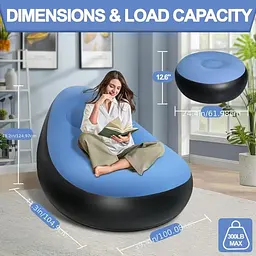 Надувний диван із пуфом Air Sofa / Надувне велюрове крісло з пуфиком + насос - мініатюра 6