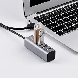 Концентратор адаптер хаб Hoco Line machine HB1 1 Usb-A to 4 Usb сірий - мініатюра 4