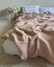 Покривало Zeintex Heaven муслінове бавовняне рожеве 240х260 см - мініатюра 7