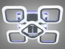 Люстра стельова LED Diasha AS8060/4+1HR, 60W, 3200K-6500K, хром, сучасний стиль з пультом та диммером - мініатюра 2