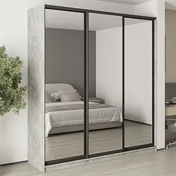 Шафа-купе тридверна MebelStar Стандарт BG 3 Дзеркала 220x45x240 см Бетон (MBS-8812)