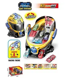 Гараж-Трек ШОЛОМ, підсвічування, аудіоефекти сирен, механічний підіймач, 35x22x19 см, SK639SA