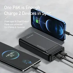 Павербанк AWEI P6K Pro 20000mAh з 2 USB портами, micro-USB та USB Type-C - мініатюра 5