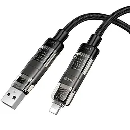 Дата кабель Hoco U151 Goldsmith 4in1 Type-C to USB/Type-C to Lightning 240W (1.2m) Black - мініатюра 3