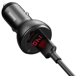 Автомобільний зарядний пристрій Baseus Digital Display 2USB 45W CCBX-B0G Grey - мініатюра 3