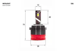 Комплект світлодіодних ламп Infolight S2 H7 VW 60W - мініатюра 5