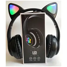 Бездротові дитячі навушники Cat Ear STN-28 Bluetooth з котячими вушками, що світяться чорні - мініатюра 3