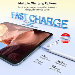 Стилус для iPad з USB-C Швидке заряджання, віддання долоні та нахил, сумісний з iPad 6/7/8/9/10, Air 3/4/5, Mini 5/6, Pro 11"/12 - мініатюра 4